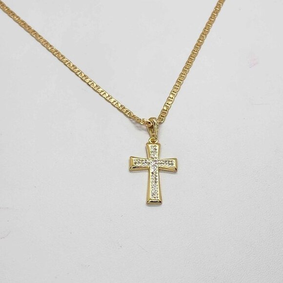 Brand New   Brazilian 18k Gold Filled Cross Necklace - Picture 1 of 4